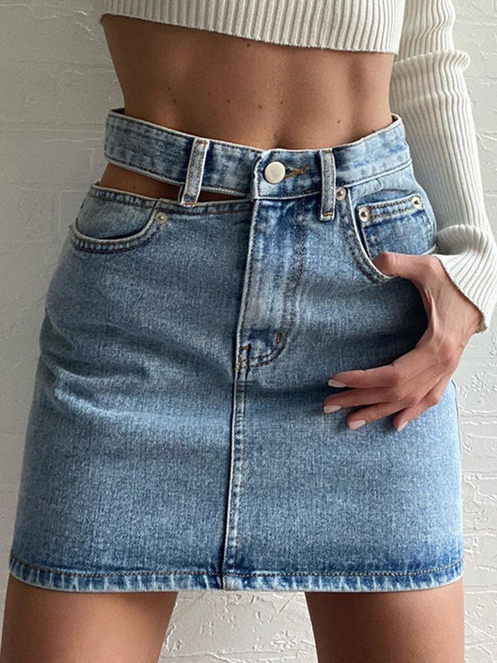 Remi™ High-Waist Cut-Out Denim Mini Skirt