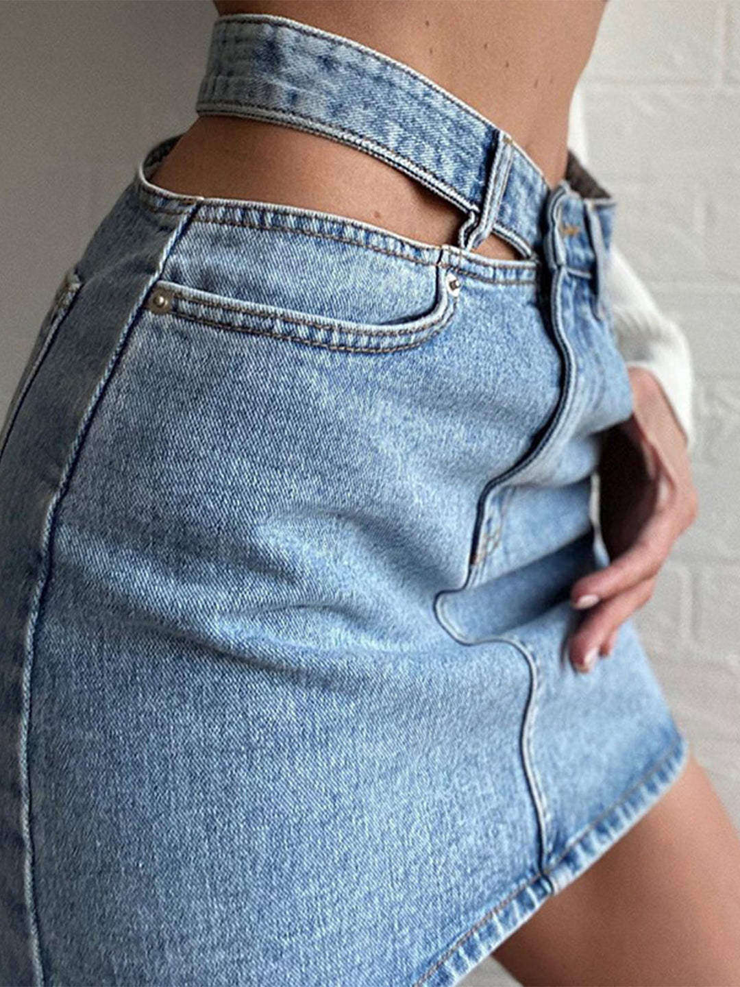 Remi™ High-Waist Cut-Out Denim Mini Skirt