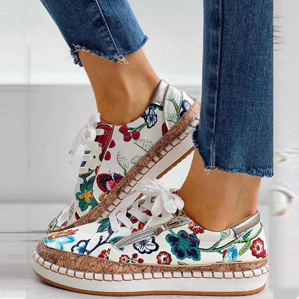 Evie™  Floral Orthopedic Zipper Sneakers