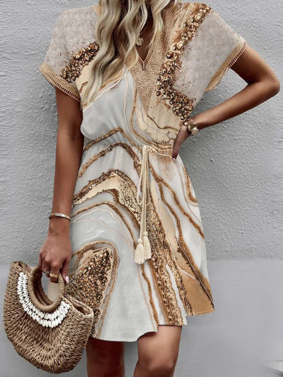 Skye™ Stylish Printed V-Neck Dress