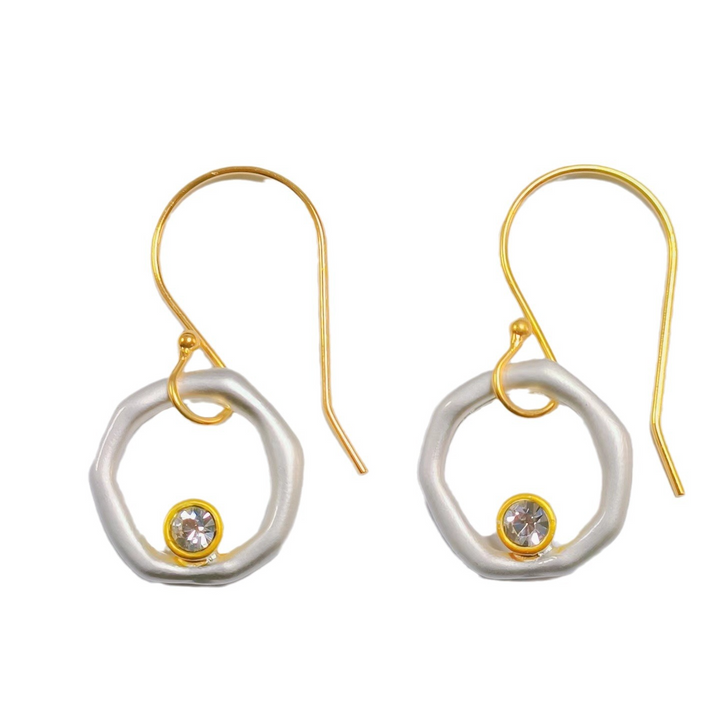 Luella – Vintage Gold & Silver Zirconia Earrings