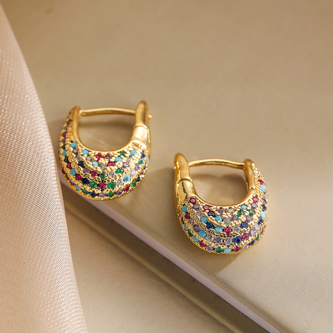 Cambria – Elegant Colorful Inlaid Crystals Earrings