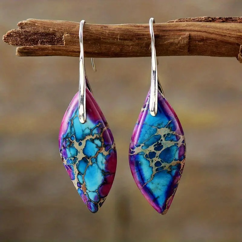 Lilith – Vintage Natural Oval Stone Earrings