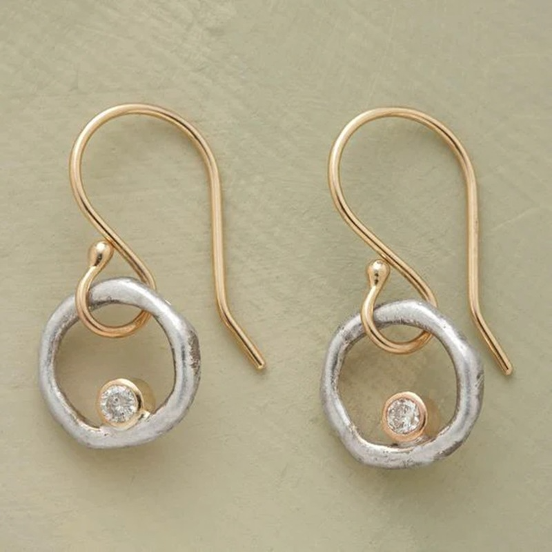 Luella – Vintage Gold & Silver Zirconia Earrings