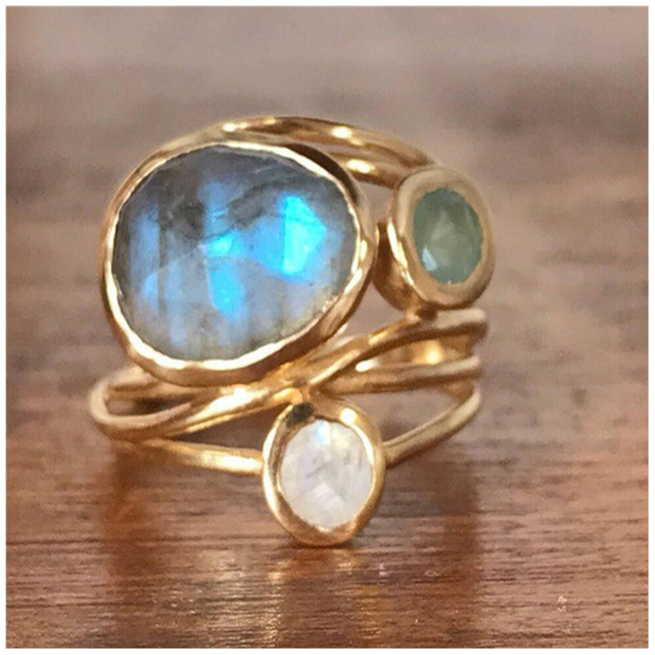 Charisma – Vintage Inlaid Blue Moonstone Ring