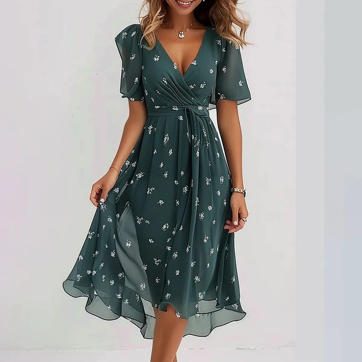 Zalia™ Elegant Short Sleeve Dress