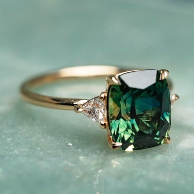 Orlena - Green Zirconia Ring in Gold