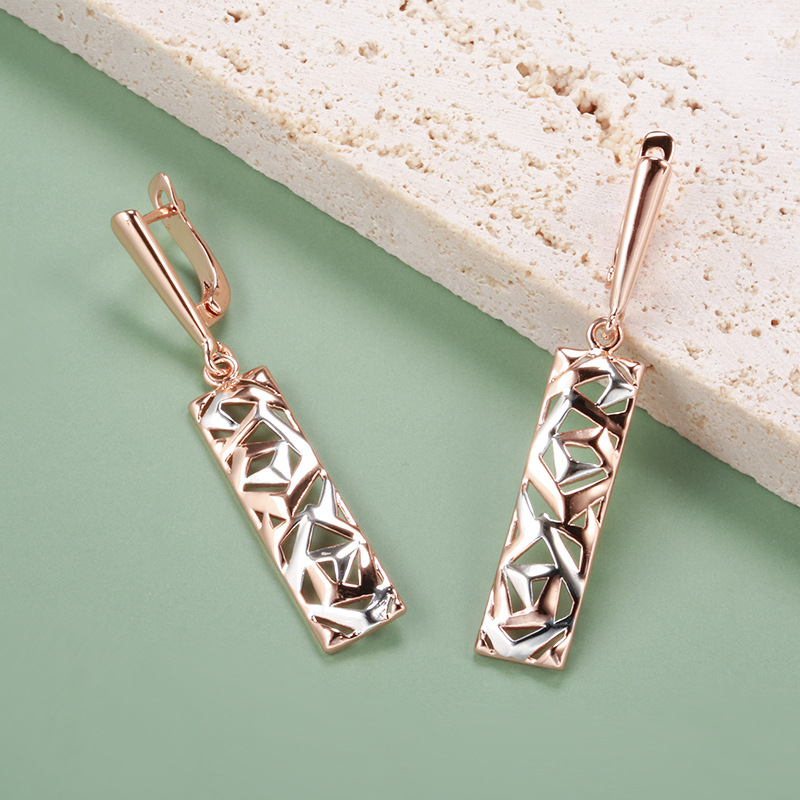 Henley - Elegant Rectangular Gold and Silver Earrings