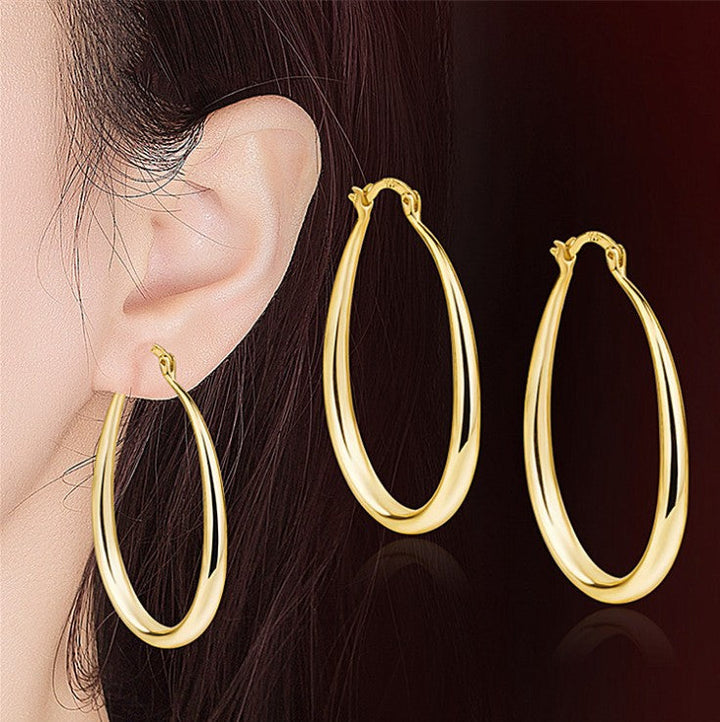 Sienna - Geometric Oval Gold Hoop Earrings