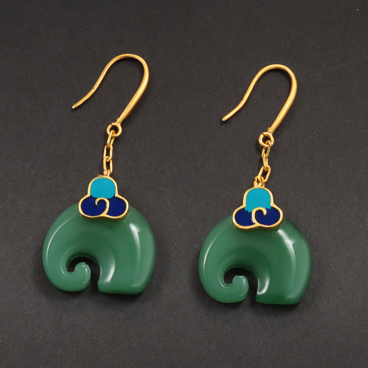 Mireille – Vintage Green Elephant Earrings