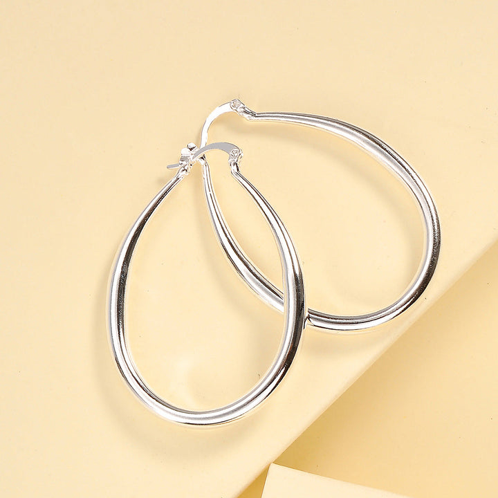 Sienna - Geometric Oval Gold Hoop Earrings