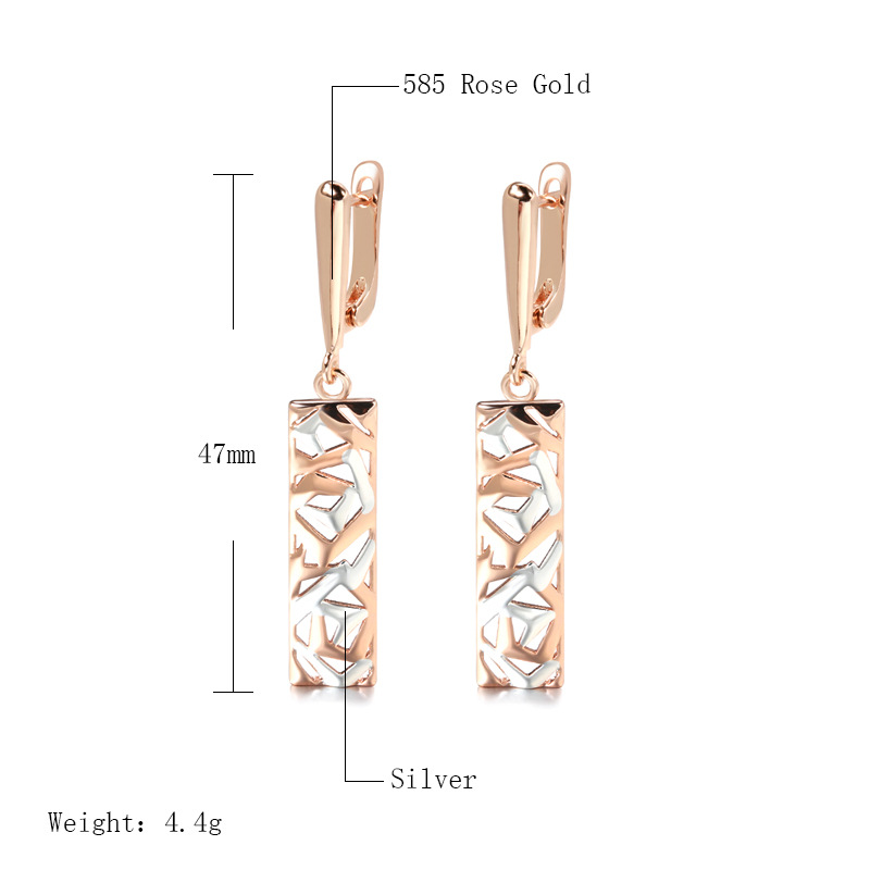 Henley - Elegant Rectangular Gold and Silver Earrings