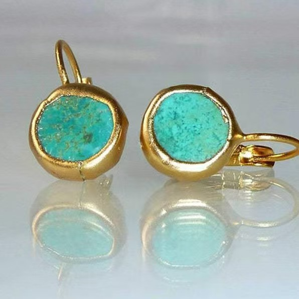 Carolina - Vintage Turquoise Earrings in Gold