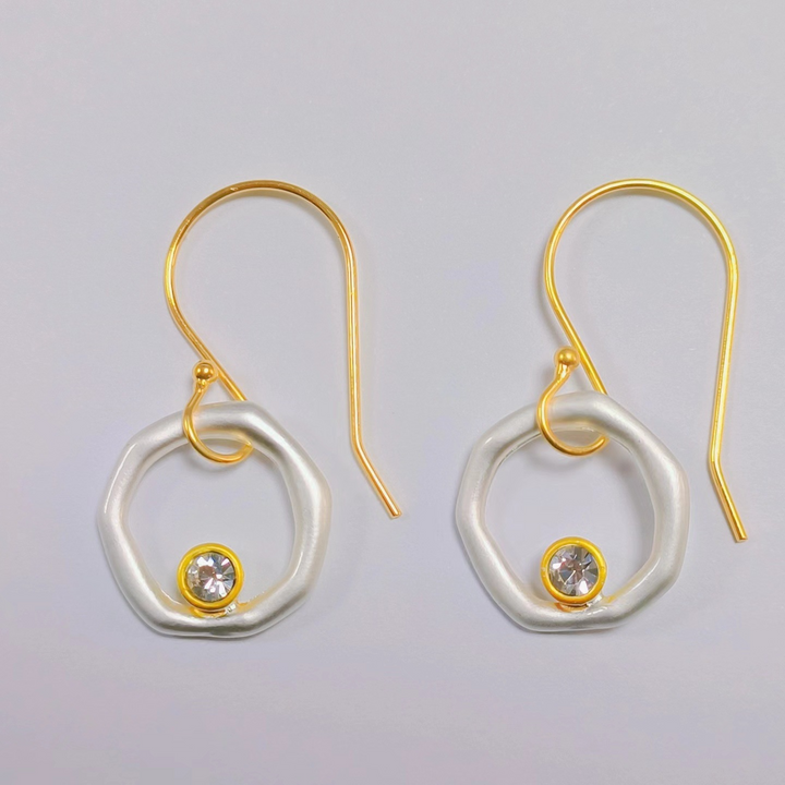 Luella – Vintage Gold & Silver Zirconia Earrings