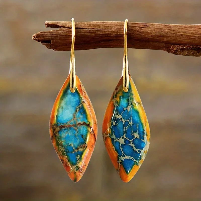 Lilith – Vintage Natural Oval Stone Earrings