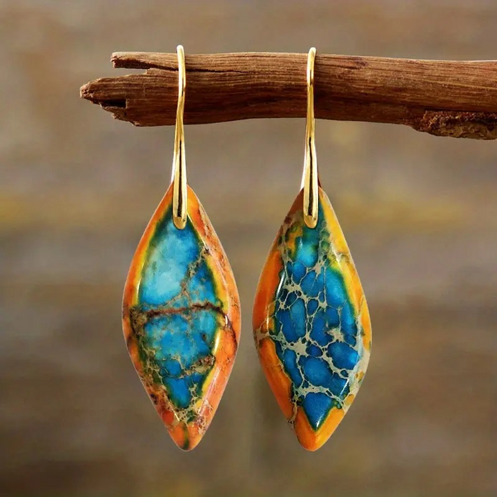 Lilith – Vintage Natural Oval Stone Earrings