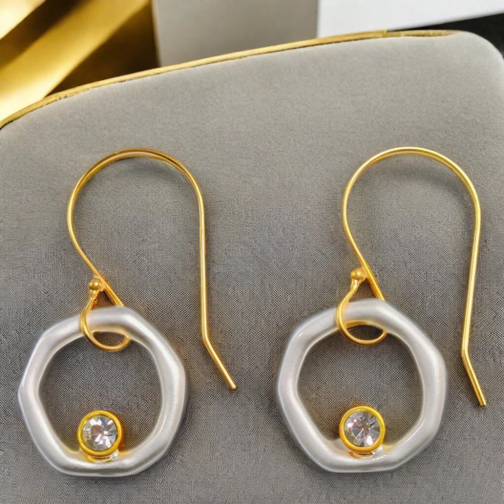 Luella – Vintage Gold & Silver Zirconia Earrings