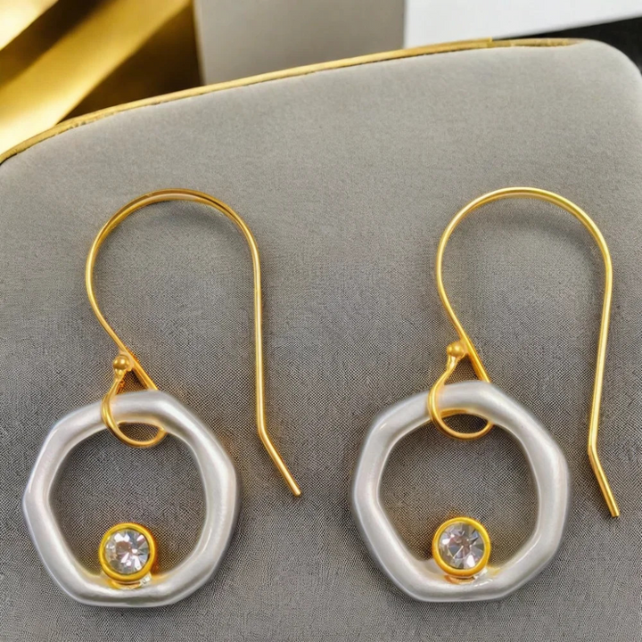 Luella – Vintage Gold & Silver Zirconia Earrings