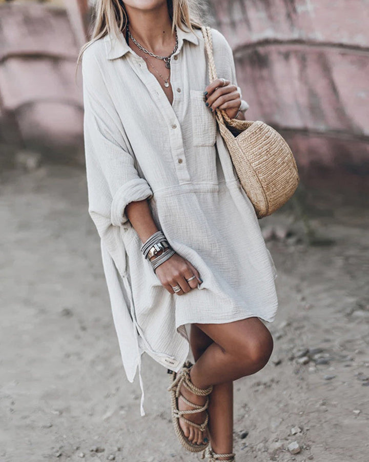 Delya™ Effortless Chic Cotton-Linen Tunic Dress