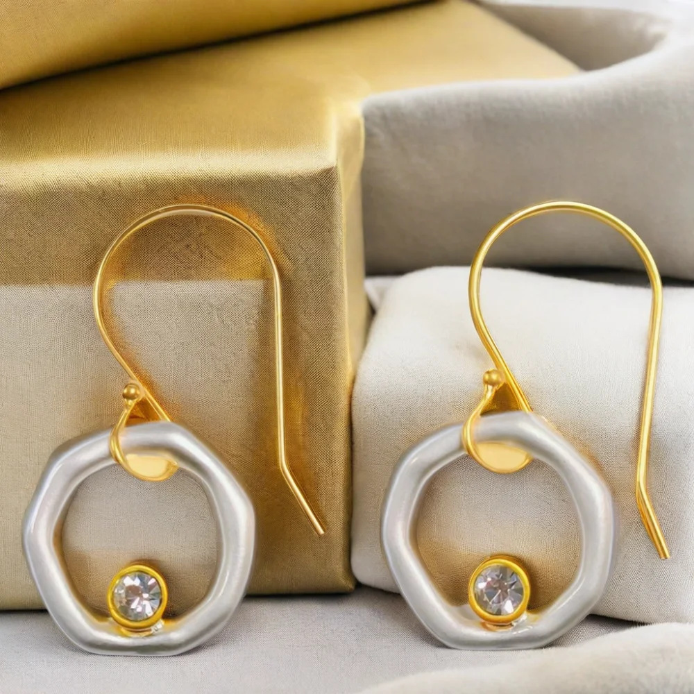 Luella – Vintage Gold & Silver Zirconia Earrings