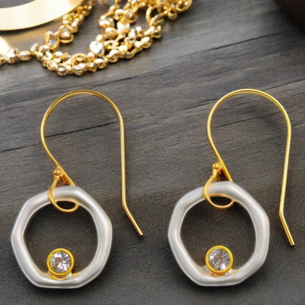 Luella – Vintage Gold & Silver Zirconia Earrings