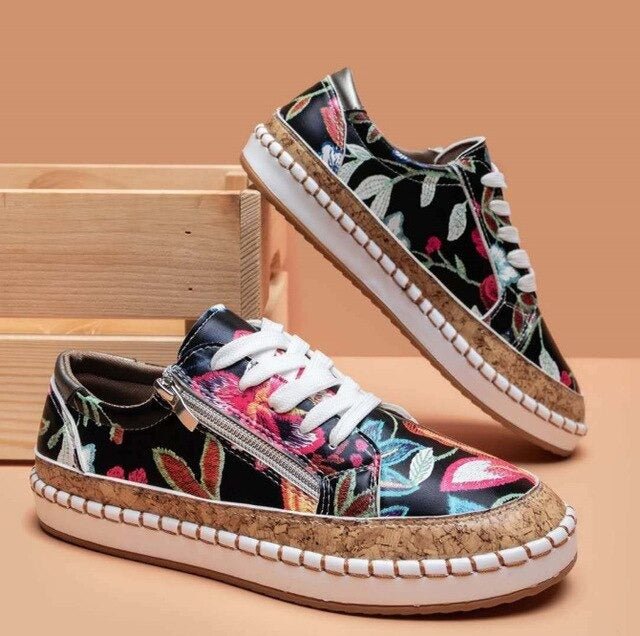 Evie™  Floral Orthopedic Zipper Sneakers