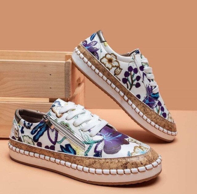 Evie™  Floral Orthopedic Zipper Sneakers