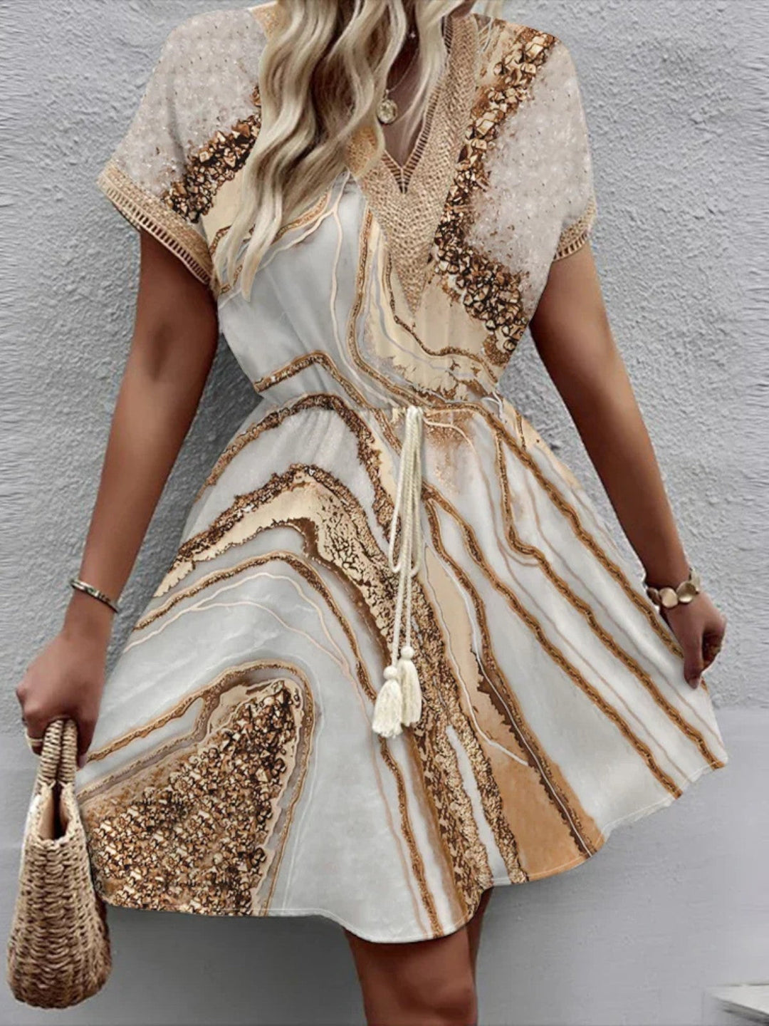 Skye™ Stylish Printed V-Neck Dress