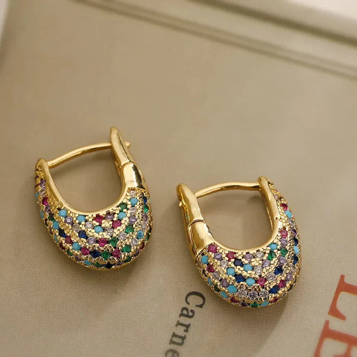 Cambria – Elegant Colorful Inlaid Crystals Earrings
