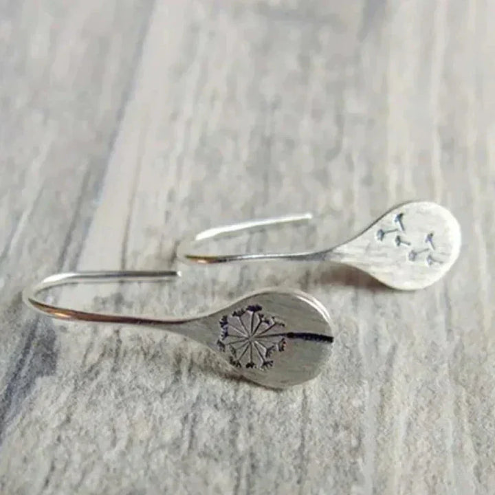 Paloma – Silver Dandelion Leaf Earrings