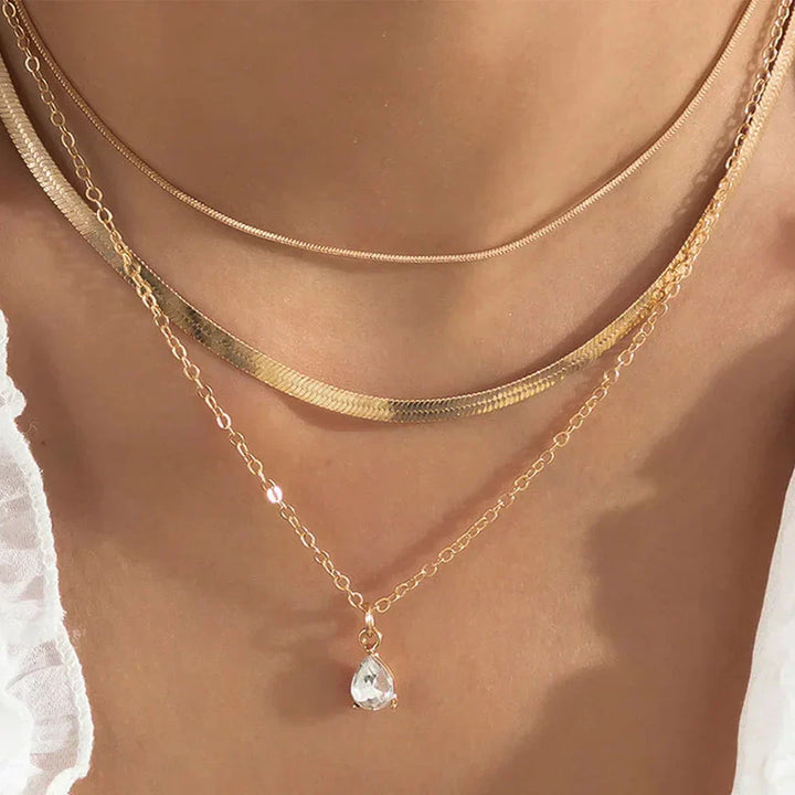 Raylee – Layered Gold Zirconia Pendant Necklace