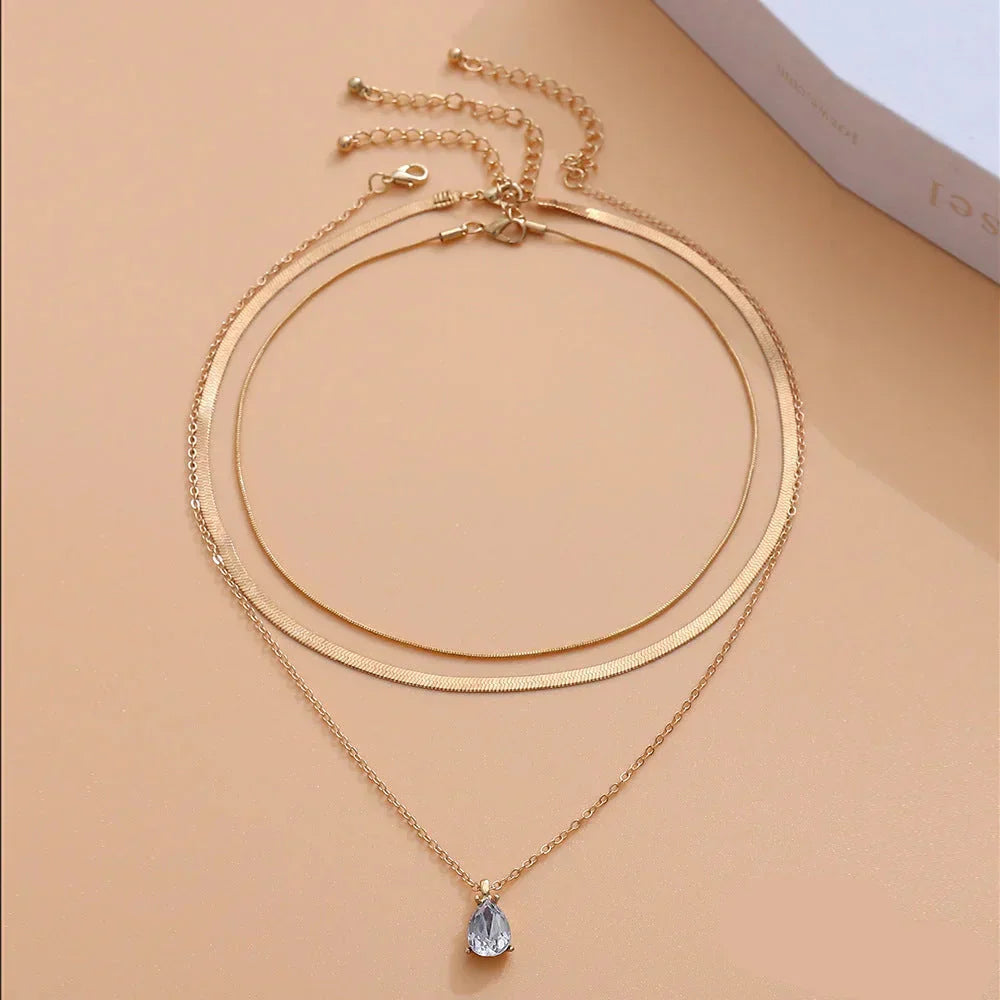 Raylee – Layered Gold Zirconia Pendant Necklace