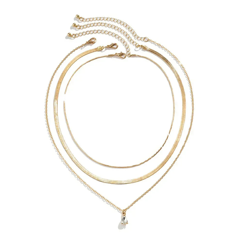 Raylee – Layered Gold Zirconia Pendant Necklace