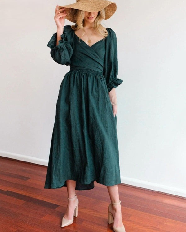 Taliva™ French Dress with Folded Sleeves
