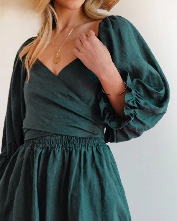 Taliva™ French Dress with Folded Sleeves