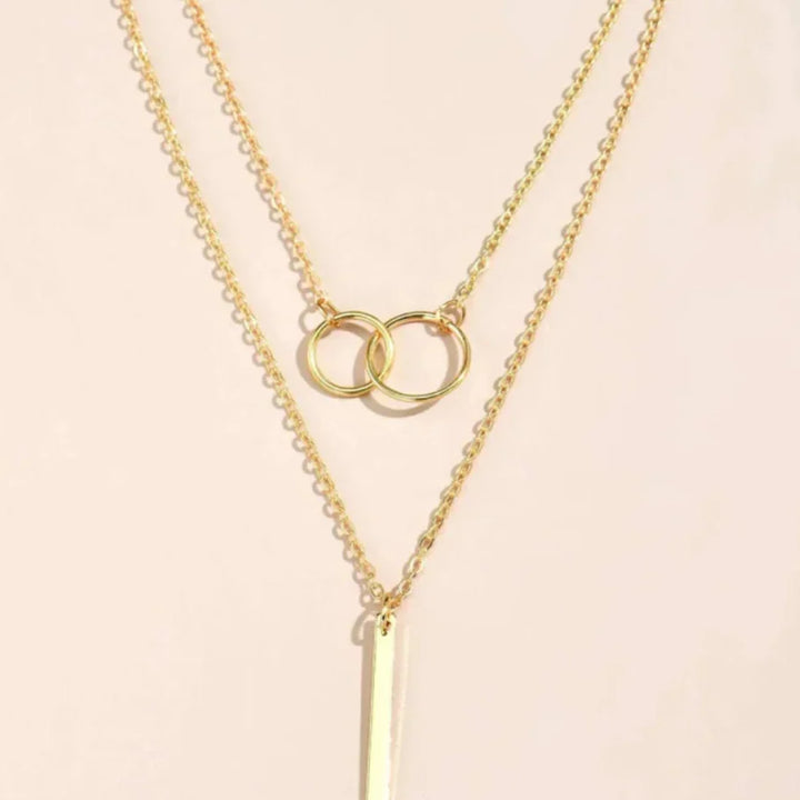 Eliana – Vintage Gold Dual Circle Pendant Necklace