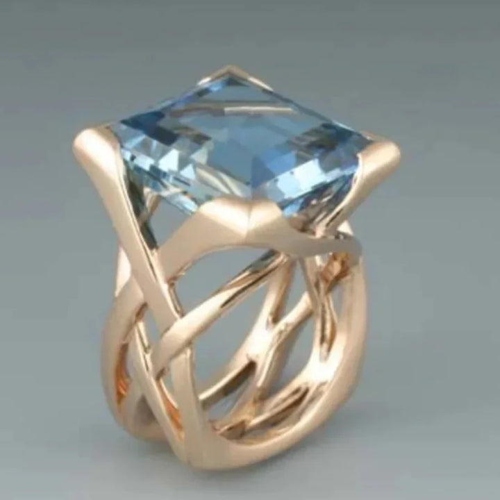 Andrea – Vintage Rose Gold Blue Zirconia Ring:
